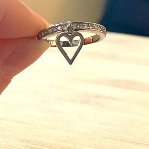 Dangling crystal heart ring